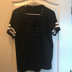 Lace up Black t-shirt